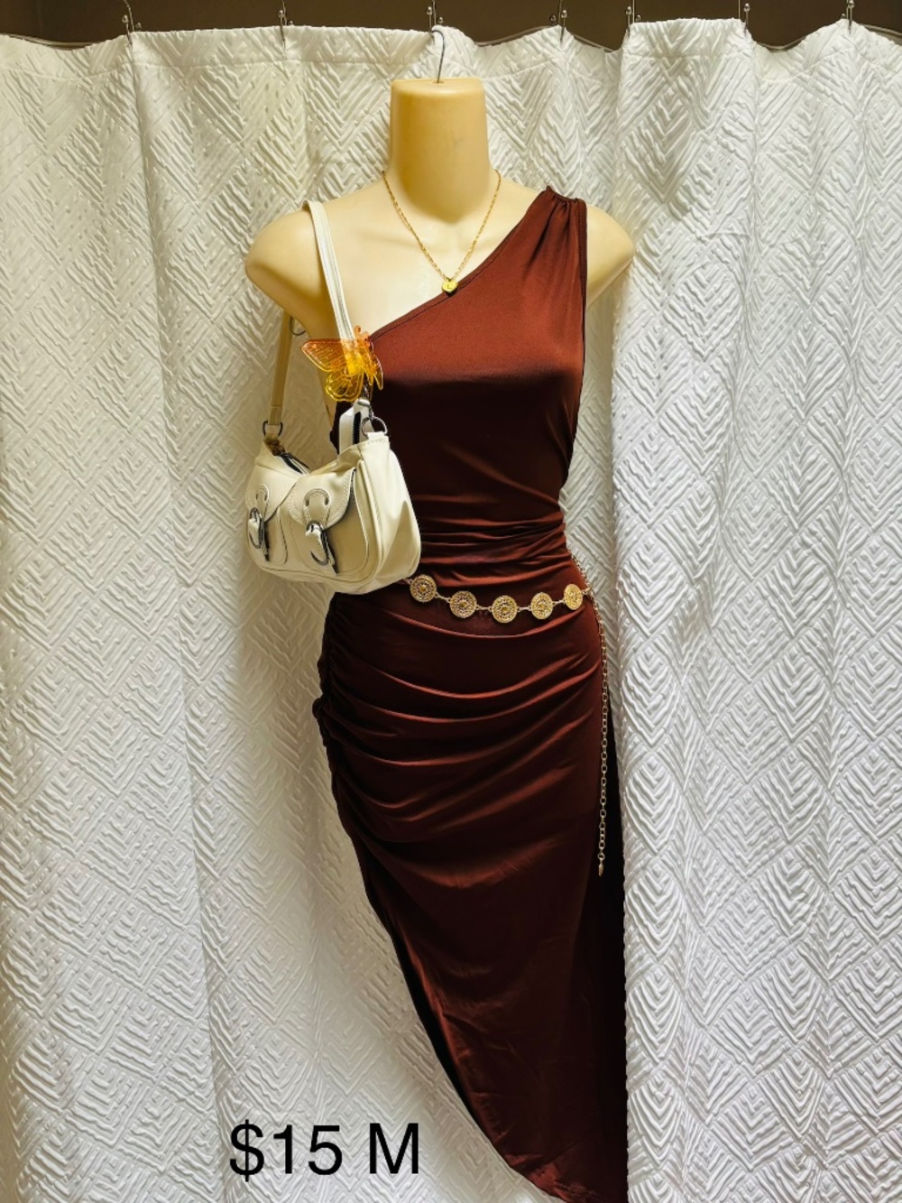 Rusted brown western open leg dress large